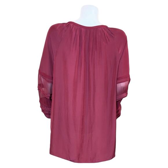 #T149 Ramy Brook Sheer Detail Puff Sleeve Top SZ M $345 - Picture 6 of 11
